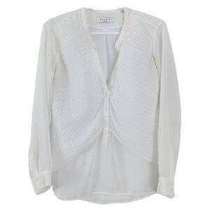 Sandro Paris White Pleated Blouse off-white small